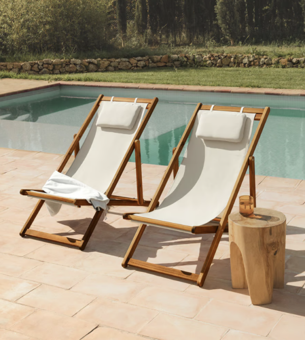 Hamac pliant avec coussin en bois